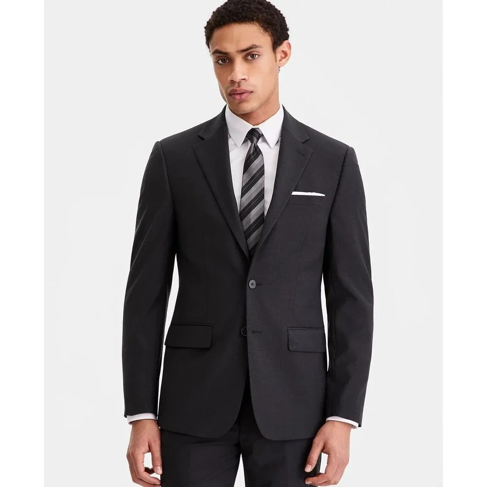 $815 NEW CALVIN KLEIN MENS 40L CHARCOAL WOOL 3 PIECE SUIT W/VEST M & PANTS 32X34